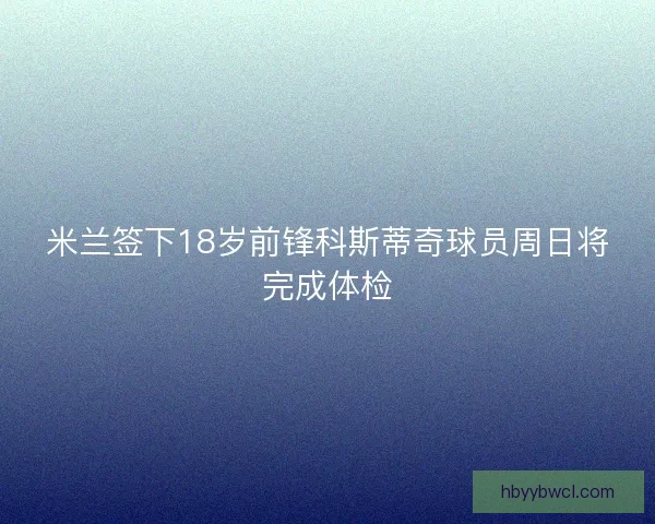 米兰签下18岁前锋科斯蒂奇球员周日将完成体检