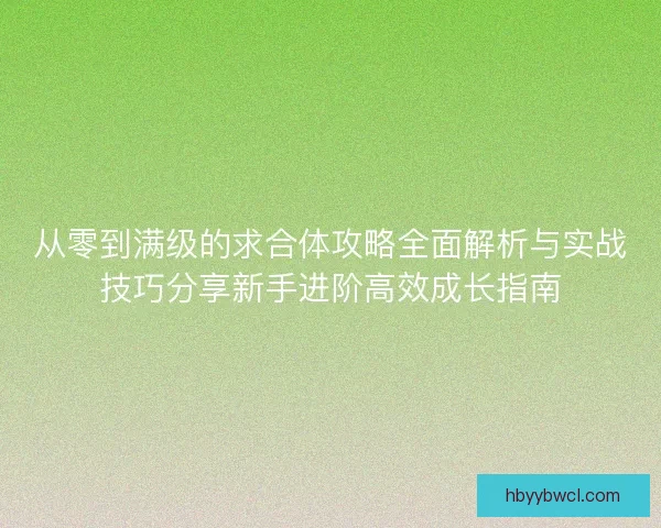 从零到满级的求合体攻略全面解析与实战技巧分享新手进阶高效成长指南