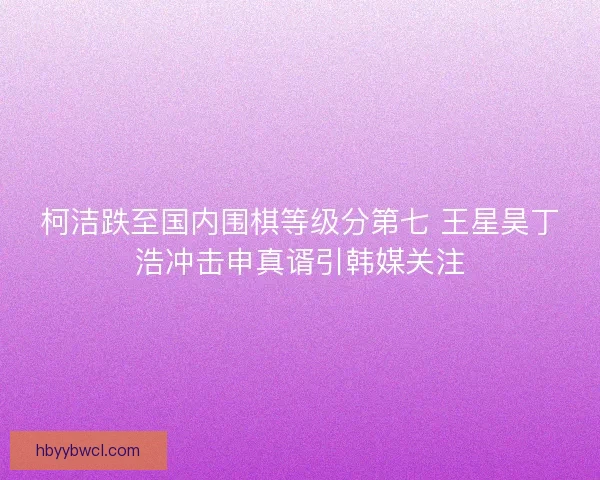 柯洁跌至国内围棋等级分第七 王星昊丁浩冲击申真谞引韩媒关注