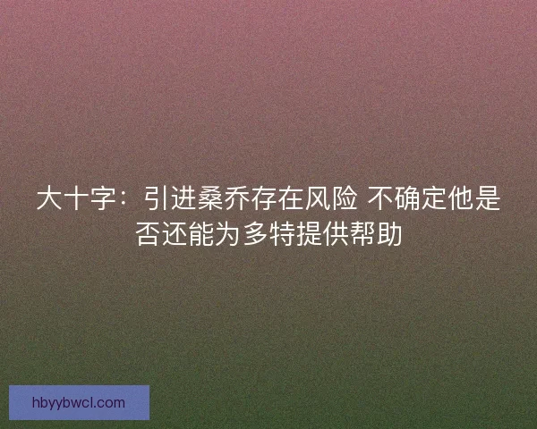 大十字:引进桑乔存在风险 不确定他是否还能为多特提供帮助 大十字:引进桑乔存在风险 不确定他是否还能为多特提供帮助